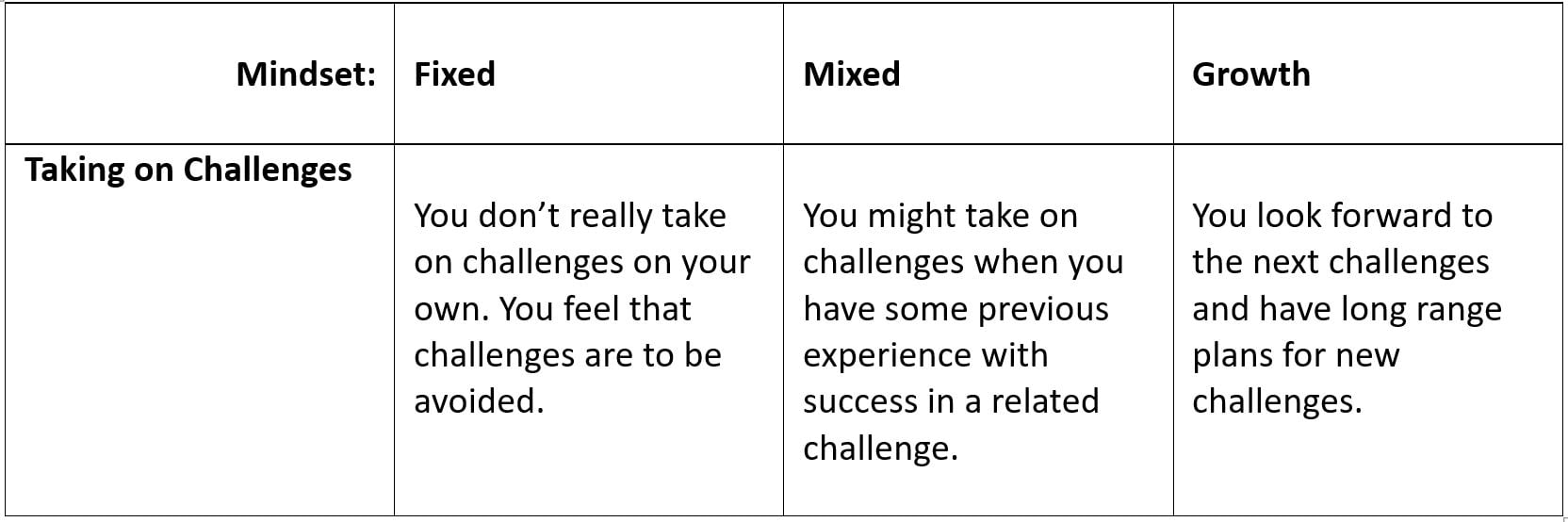 The first row of the Effective Effort Rubric